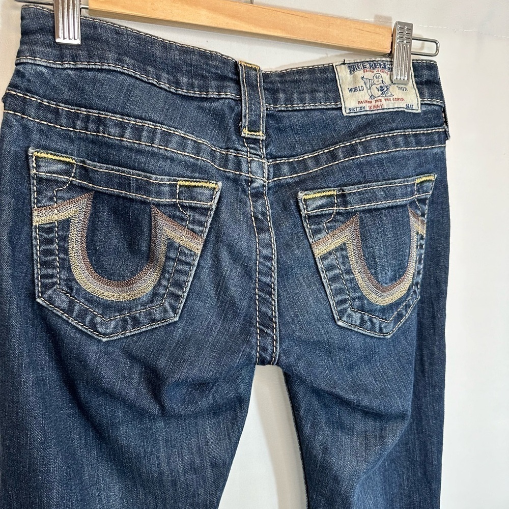 True Religion Womens Jeans Skinny Blue Denim Pants Size 24 Low Ride Selvedge USA